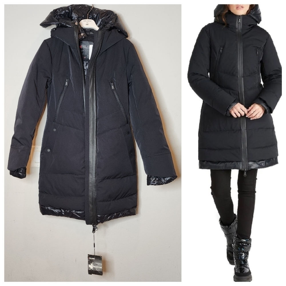 NWT PAJAR Canada Rimi Black Down Fill Urban Parka Coat Women's‎ Size XS